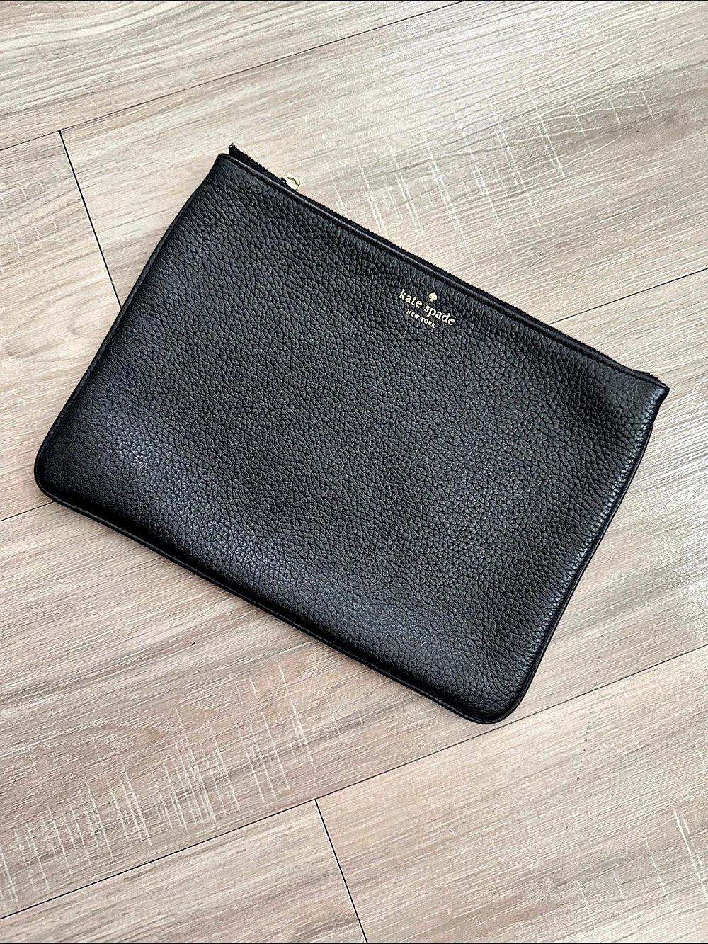 Kate Spade Black Pebbled Leather-Style Clutch